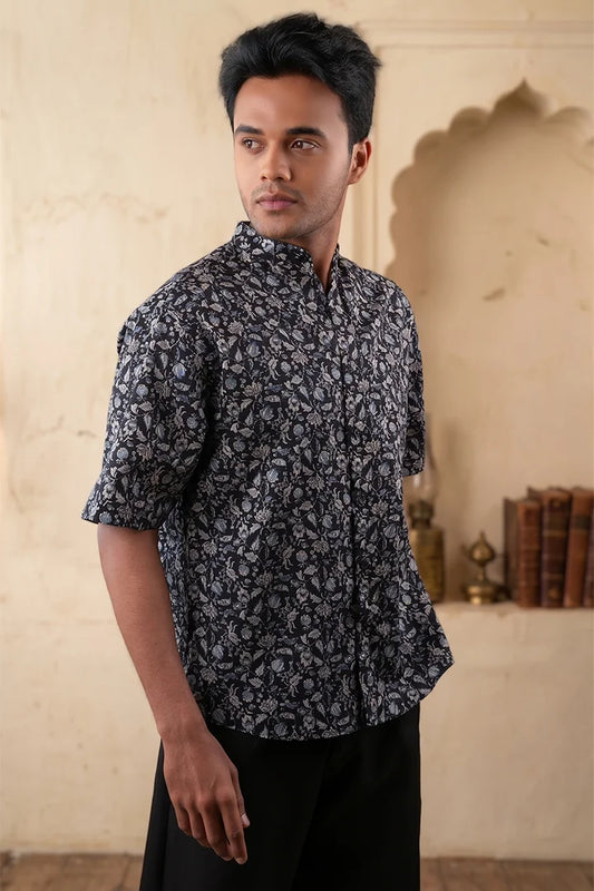 Black Floral - Short Sleeve Shirt