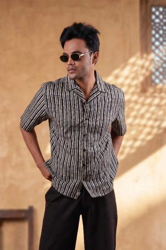 Cuban Collar Short Sleeve Shirt