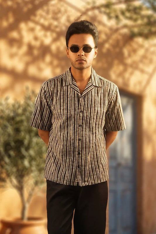 Cuban Collar Short Sleeve Shirt