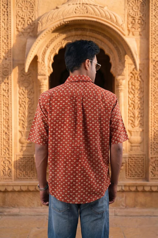 Lotus - Red Short Sleeve Collared Shirt