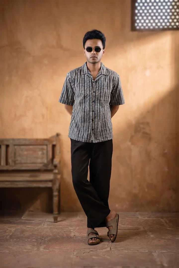 Cuban Collar Short Sleeve Shirt