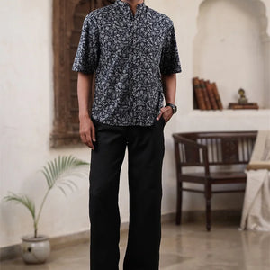 Black Floral - Short Sleeve Shirt