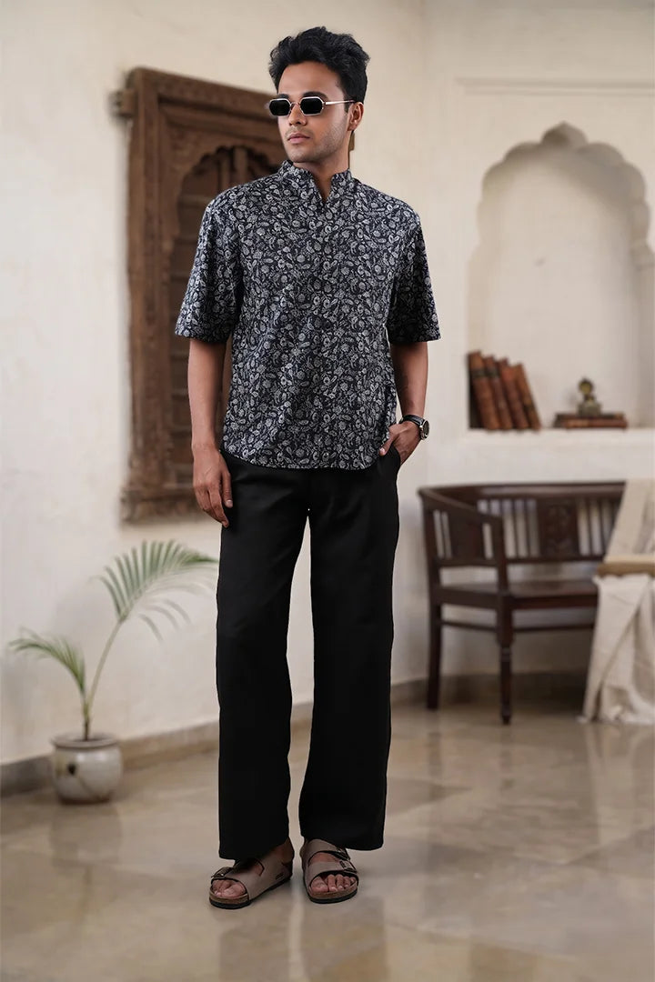 Black Floral - Short Sleeve Shirt
