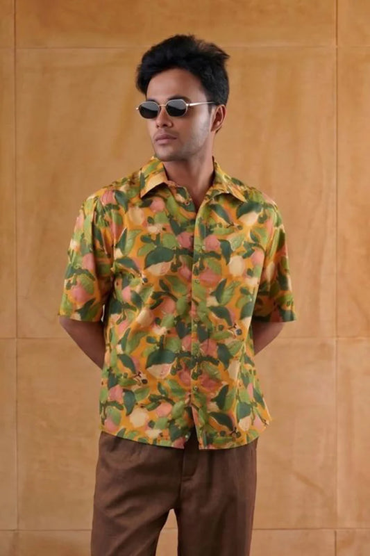 Yellow - Fruit & Leaves - Short Sleeve Shirt