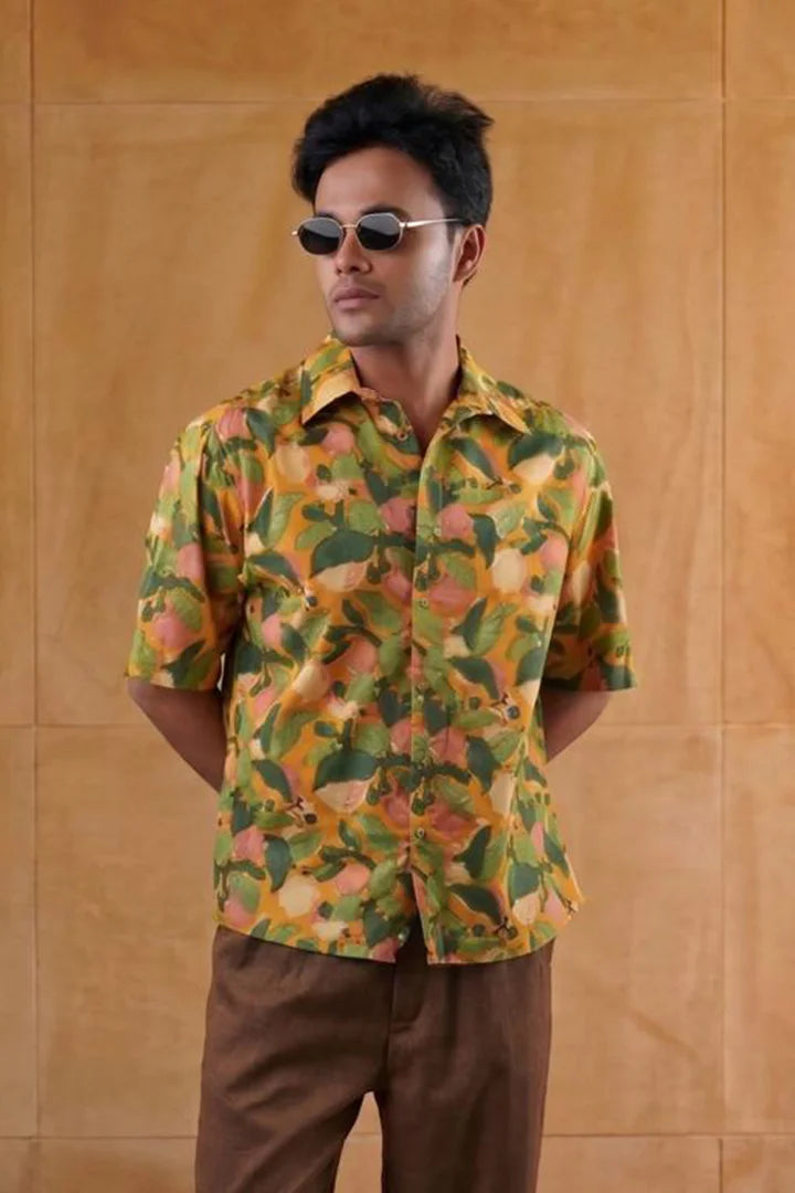 Yellow - Fruit & Leaves - Short Sleeve Shirt