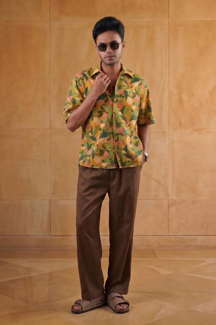 Yellow - Fruit & Leaves - Short Sleeve Shirt
