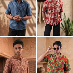 Pack Of 4 Shirts -  Neel | Bagru | Bagh | Phoola