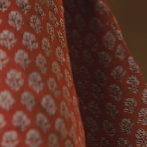 Dark Red - Floral Pattern - Cuban Collar - Short Sleeve Shirt